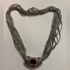 Michael Morrison Multi-Strand Necklace w/Goldtone Accents & Ruby-Colored Stone